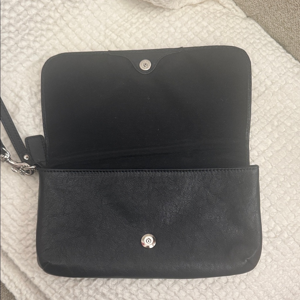 Coach Black Leather Wristlet Clutch - Picture 5 of 7